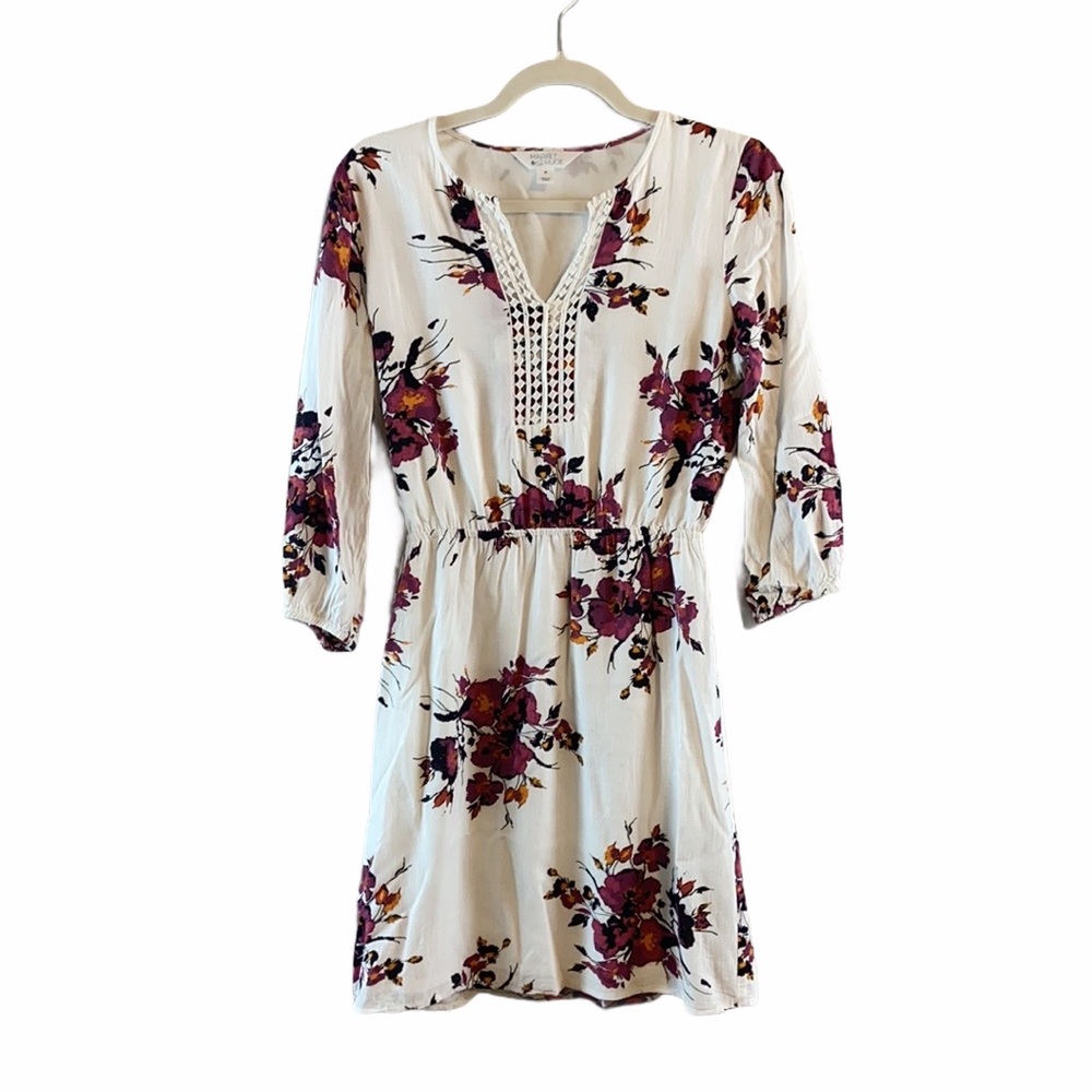 Market & Spruce Cream Dress with Plum Floral Print